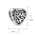 thumbnail image 3 of Bling Jewelry Womens Antique Style Love Heart Charm Bead for Wife Daughter Sterling Silver Bracelet, 3 of 4