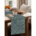 thumbnail image 4 of Abstract Floral Table Runner, Vintage Turquoise Moroccan Geometric Art Retro Cotton Linen Kitchen Table Decoration Washable Dining Tabletop Runners for Home Party Decor 13x108 Inches, 4 of 9