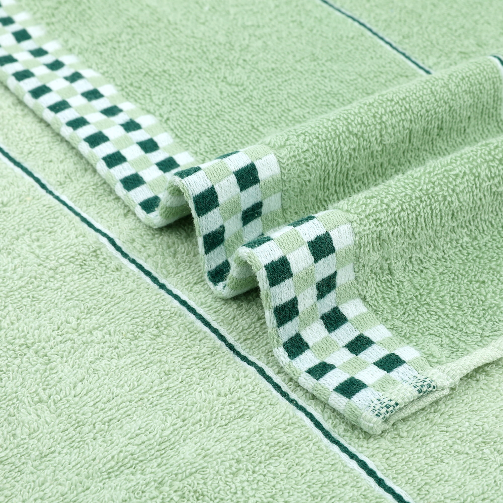 Unique Bargains 14" x 30" Striped Checked Hand Towels Blue/Light Green 6
