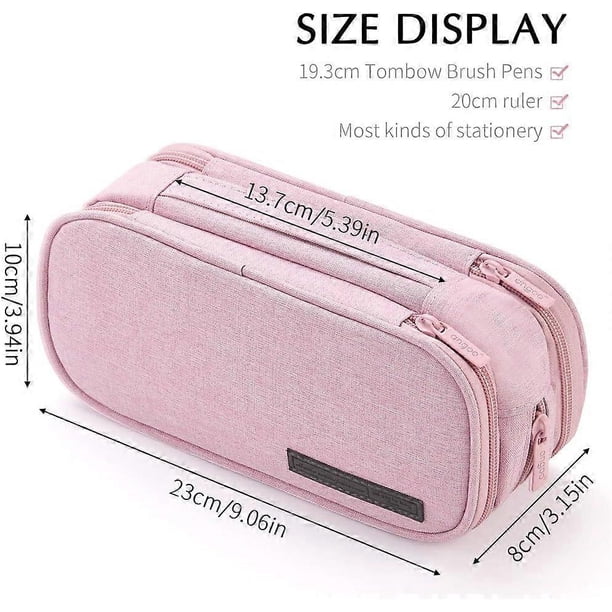 Portable Large Capacity Pencil Case 3 Compartments Portable Pencil Pouch Large Canvas Storage Bag for Boys Girls Adults Students Business Office (1 Pa
