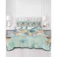 thumbnail image 2 of Twin Quilt Bedding Set, Beach Coastal Teal Reversible Summer Quilt 3 Pieces, Nautical Shell Starfish Coral Summer Lightweight Bedspreads Coverlets with 2 Pillow Shams for All Seasons, 2 of 5