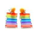 thumbnail image 3 of Clip-on Earrings Multi Color Rainbow Clip Earrings Dangle Lucite Earrings 2.5 inch, 3 of 4