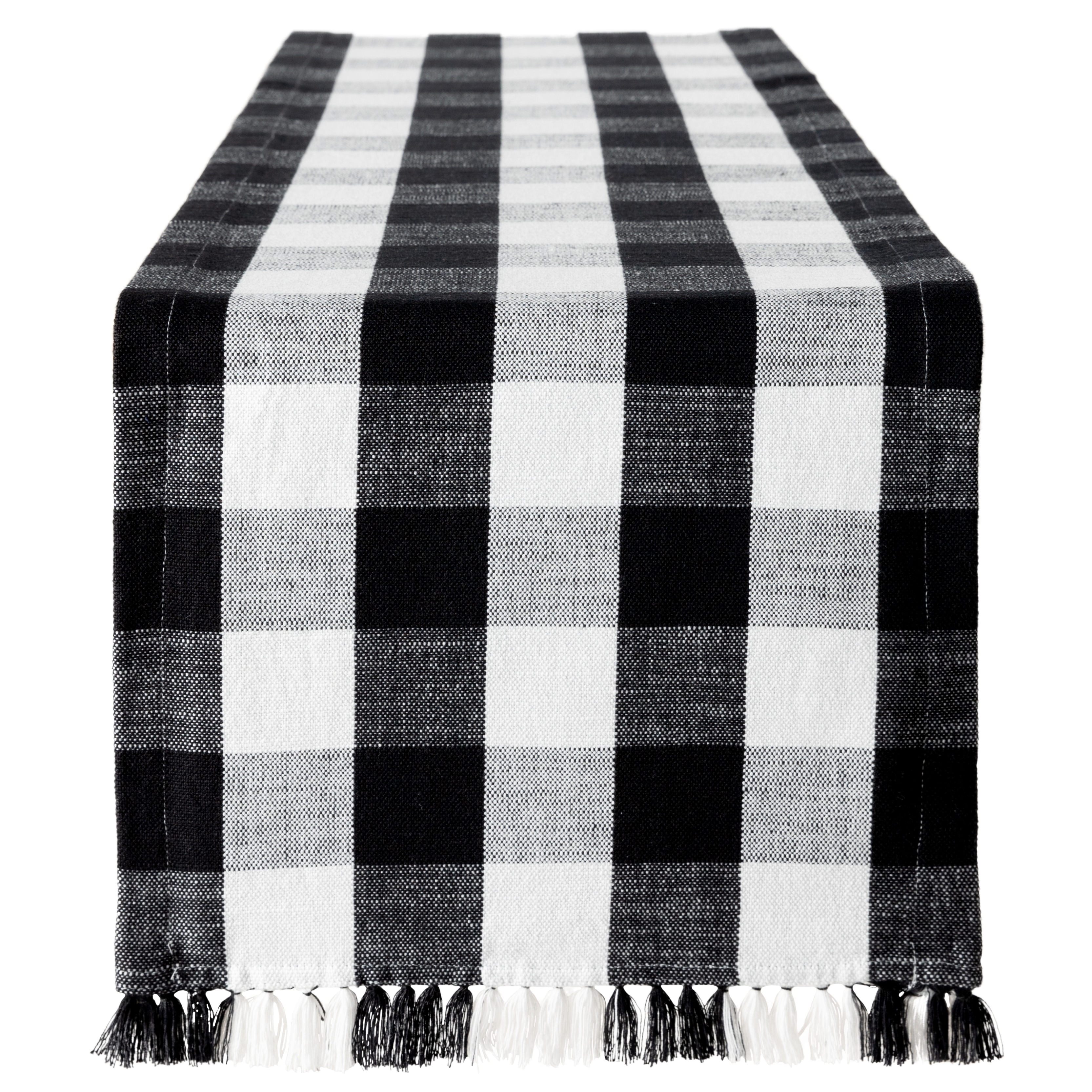Mainstays Buffalo Plaid Woven Cotton Runner, 1 Piece, Black and White