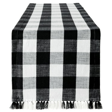 Mainstays Buffalo Plaid Woven Cotton Runner, Black and White, 1 Count