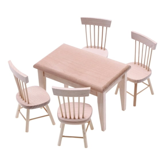 Detailed Miniature Dining Table With Chair Furniture Set For 1/12 Dollhouses Scene Display Accessories And Collectibles