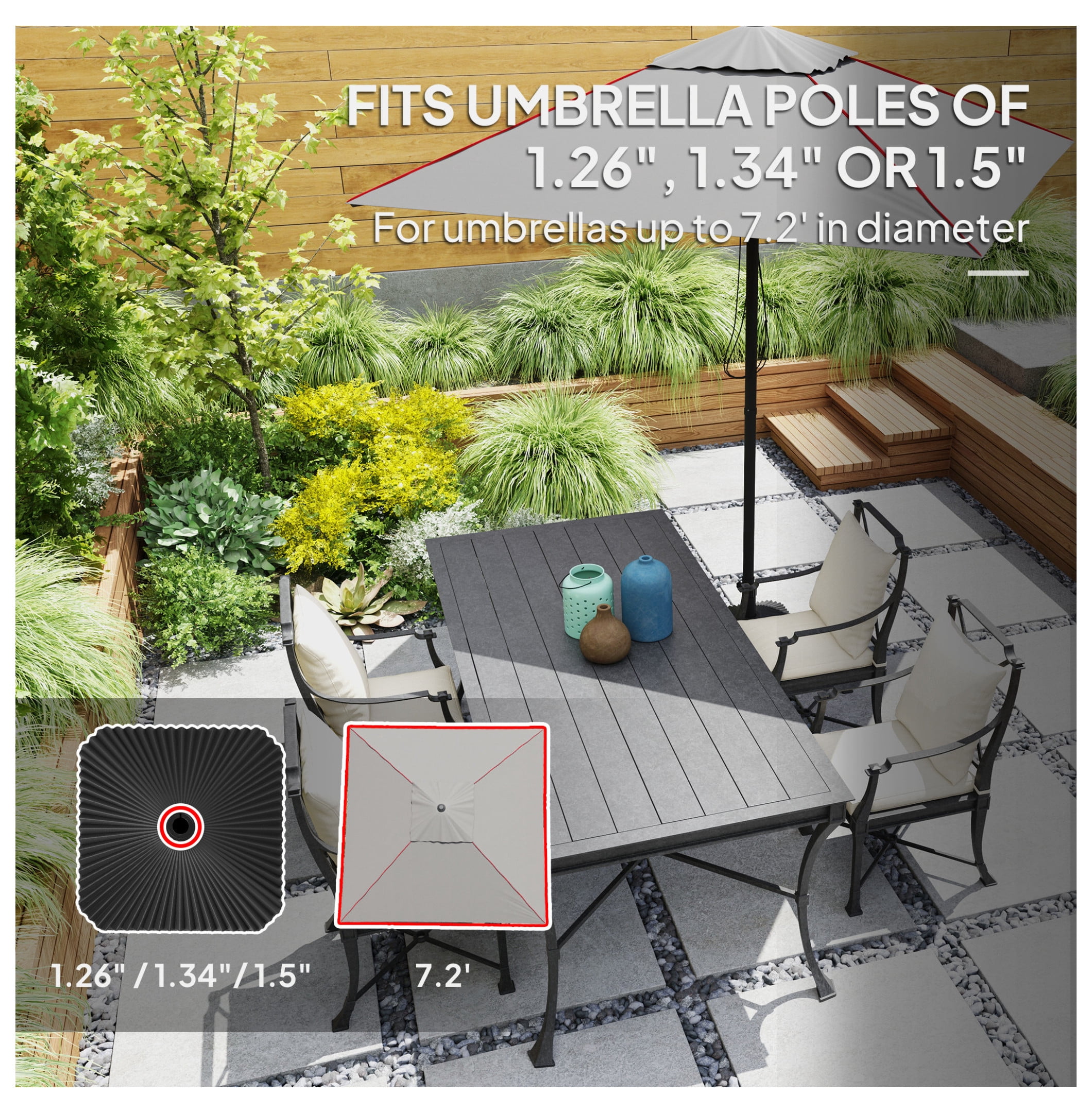 Square Patio Umbrella Base Holder, Heavy Duty Outdoor Umbrella Stand Base, Filled Up to 42lbs with Sand or 33lbs with Water for Garden, Poolside, Black