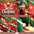 thumbnail image 4 of Red Background Merry Christmas Banner Golden Reindeer Xmas Display Green Pine Tree Gold Star Ornament Holiday Backdrop for Christmas Party Indoor Event Festive Photo Shoot, 4 of 9