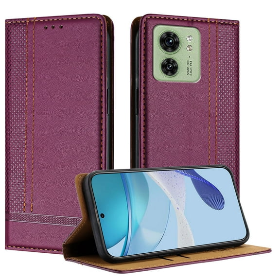 Compatible for Motorola Edge 2023 Wallet Case, PU Leather Folio Flip Protective Case with Credit Card Holder, Kickstand, Shockproof Cover for Motorola Edge 2023, Purple