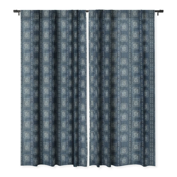 Society6 Schatzi Brown Boho Blue Multi Mandala Single Panel Room Darkening Window Curtain 50" x 84"