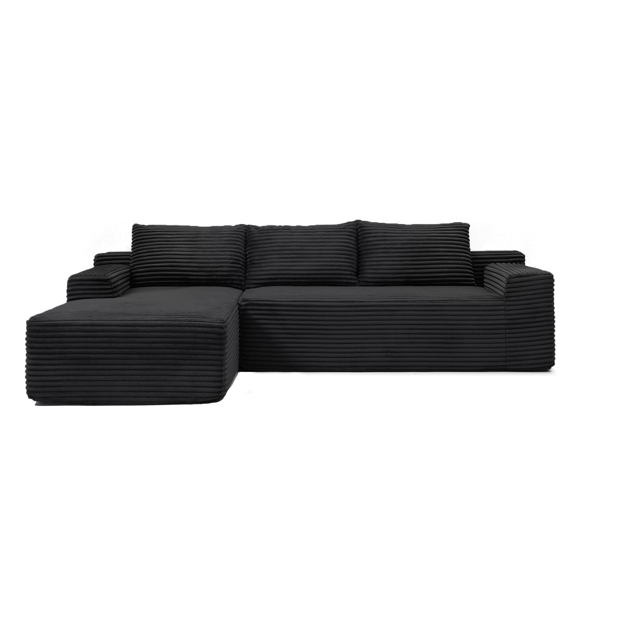 HOQBN 97" Cloud Sectional Couch with Deep Seat, Modern Modular L-Shape Sofa Couch with Chaise,Upholstered Couches for Living Room Bedroom,No Assembly, Black