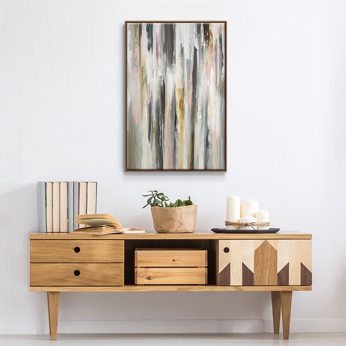 Color Ripple II Framed Premium Gallery Wrapped Canvas - Ready to Hang - 27 x 41 - Walnut Floating Frame