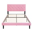thumbnail image 3 of Pink Full Size Upholstered Bed With Linen Headboard - No Box Spring Needed, Simple Assembly, 500 Lbs Weight Limit Modern Necessary, Easy Stable Structure, 3 of 6