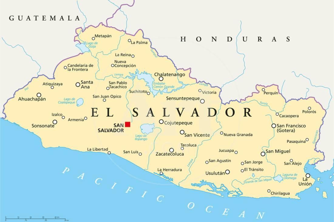 El Salvador Political Map Print Wall Art By Peter Hermes Furian el-salvador-political-map-print-wall-art-by-peter-hermes-furian
