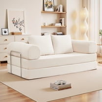 COOLHUT 78.7" W Combination Sofa, Sponge Floor Sofa, High Rebound Density Sponge Sofa Couch with Two Big Pillows, Six Forms Floor Sofa Couch Three Seats Sofa Bed for Living Room, Bedroom, Beige