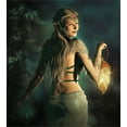 thumbnail image 3 of Fairy Duvet Cover Set Queen Size, Elf Princes with Lantern in Mysterious Forest Ornamental Elements Enchantment, Decorative 3 Piece Bedding Set with 2 Pillow Shams, Petrol Blue Beige, by Ambesonne, 3 of 3