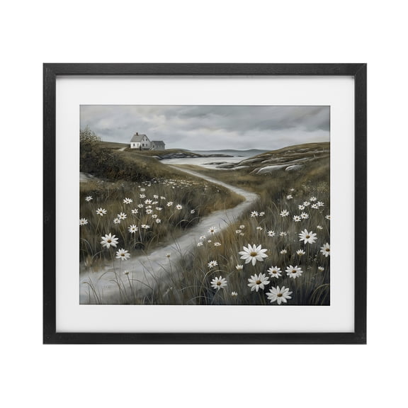 Stupell Industries Coastal Daisies Along Coastal Path Black Framed Print Under Glass, 16 x 13, by Imagine It Images