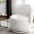 thumbnail image 6 of Locus Bono Swivel Accent Chair,Boucle Swivel Chair for Living Room,for Adult,Cream/White, 6 of 6