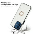 thumbnail image 6 of ELEHOLD for iPhone 12 Mini 5.4 inch 2020 Case, Luxury Rhomboid Quilted PU Leather Soft TPU Bumper 360 Degee Rotatable Metal Finger Ring Holder Kickstand Shockproof Case for iPhone 12 Mini, White, 6 of 8