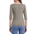 thumbnail image 3 of CAMISETAS DE MUJER INSPIRADAS CHIC DE MANGA CORTA, CUELLO BARCO, AJUSTE SLIM, CASUAL, COLOR MARRÓN CLARO, TALLA L, 3 of 6