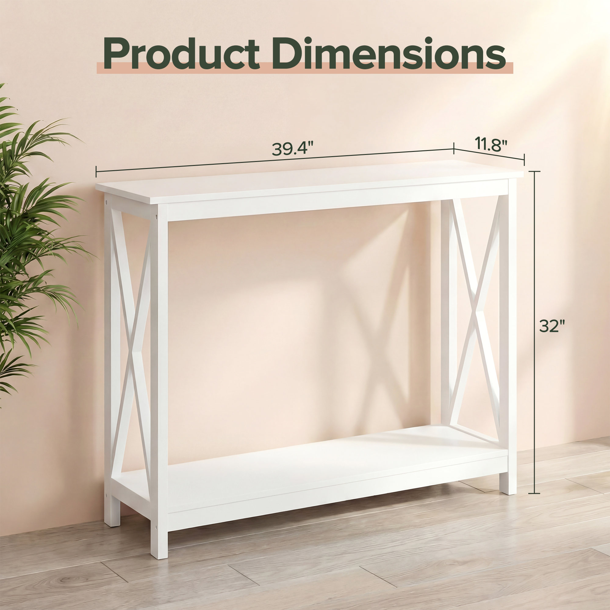 Homgarden Modern Narrow White Console Table photo 3