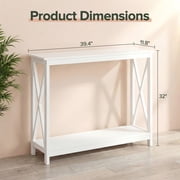 HomGarden Modern Narrow White Console Table MDF Sofa Side Table for Indoor Living Room Entryway
