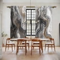 thumbnail image 2 of Black Marble Kitchen Curtains, Retro Chic Abstract Mottled Texture Art Light Filtering Window Curtain Panels, 2Pcs Rod Pocket Window Treatments Set for Living Room Bathroom Bedroom 52x72 Inches, 2 of 9