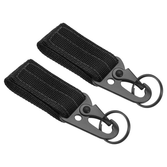 Uxcell Belt Keeper Key Ring, 2 pack Nylon Webbing Strap Gear Buckle Key Chain Black