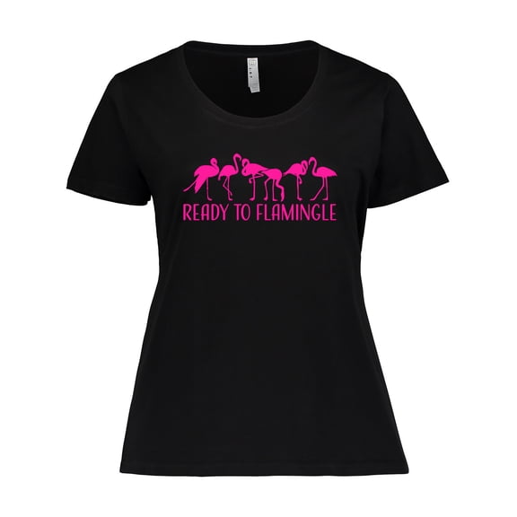 Inktastic Ready to Flamingle- Pink Flock of Flamingos Women's Plus Size T-Shirt