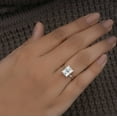 thumbnail image 2 of Cora Jewellery 4CT Cathedral Set Emerald Moissanite Solitaire Engagement Ring for Women, 18K White Gold, 2 of 5