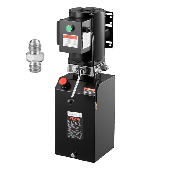 VEVOR Hydraulic Pump Power Unit, AC 220V, 15 Quart Single Acting Hydraulic Unit, 6.3 L/min Oil Flow, Max Discharge Pressure 22 MPa for Dump Truck, Auto Repair Garage, Car Lifting Platforms, Black