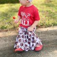 thumbnail image 2 of Okbabeha Toddler Baby Girl Football Outfits Letter Short Sleeve Football Shirt Top+Bell Bottoms Flare Pants Clothes Set, 2 of 8