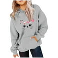 thumbnail image 2 of CONFREE Hoodies for Teen Girls Long Sleeve Hooded Sweatshirt for Girls Trendy Cute Cat Prints Fashion Preppy Pullover Tops, 2 of 3