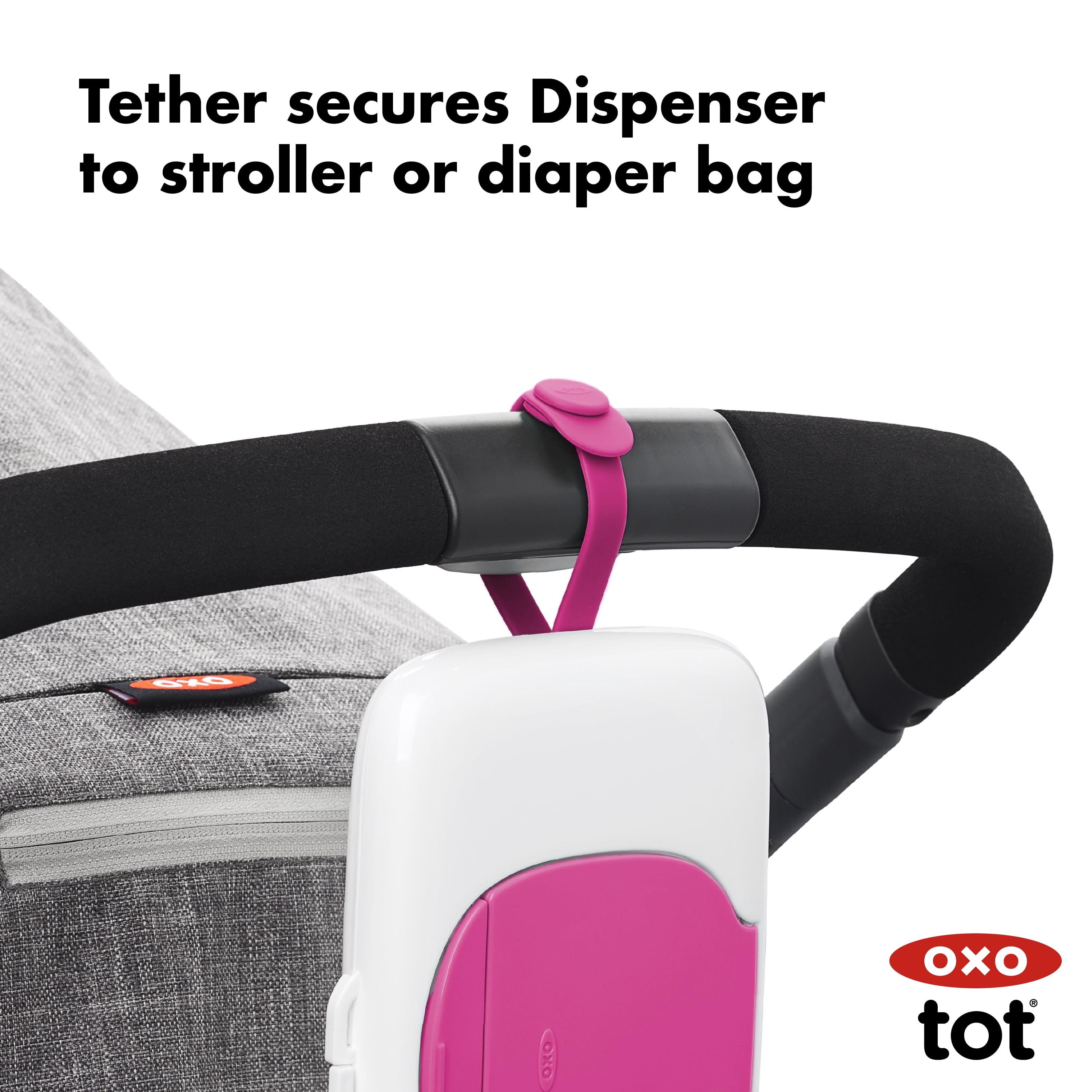 OXO Tot Travel Baby Wipes Dispenser, Pink, 1 Count