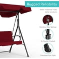 thumbnail image 5 of Outdoor Patio Swing Chair with Adjustable Canopy, Heavy Duty Stand Included, 3-Adult Capacity Patio Glider Swing, Perfect for Deck, Lawn, Backyard, or Porch, Red, 5 of 14