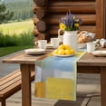 thumbnail image 6 of Table Runner Abstract Blue Yellow White Table Decoration for Kitchen Dinning Modern Art Table Decoration for Indoor Outdoor Party Wedding Decor 13x72inch, 6 of 7