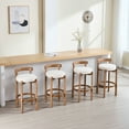 thumbnail image 3 of Guyou Bar Stools Set of 2, Mid Century Modern 30" Armless Island Bar Stools with Curved Back and Wooden Frame, Round Kitchen Stools with Footrest for Restaurant Bar Kitchen Island, Beige, 3 of 11