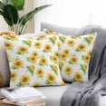 thumbnail image 2 of Waterproof Throw Pillow Covers Set of 2, 16x16 Inch Sunflower Decorative Pillowcases Outdoor Pillow Slip Cushion Covers Set for Couch Tent Yellow Summer Floral Watercolor, 2 of 7