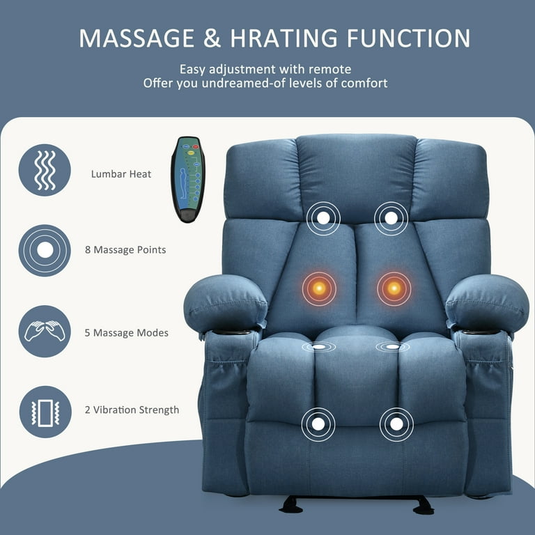 JONPONY Manual Recliner Chair with Heat Therapy and Massage