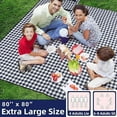 thumbnail image 2 of ZAZE Picnic Blankets Machine Washable, 80''x80'' Extra Large Waterproof Sandproof Foldable Compact Beach Blanket, Oversized XL Outdoor Mat for Spring Summer Camping, Park, Travel Grass(Blue and White), 2 of 10