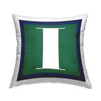 Stupell Industries Bold Green Letter I Square Decorative Printed Throw Pillow, 18 x 18