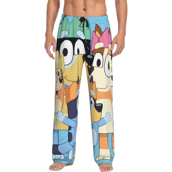 Silaia Bluey Print Mens Pajama Pants,Sleep & Lounge Pants, Men's Pajama Bottoms,PJ Bottoms with Pockets and Drawstring/Elastic Waist-