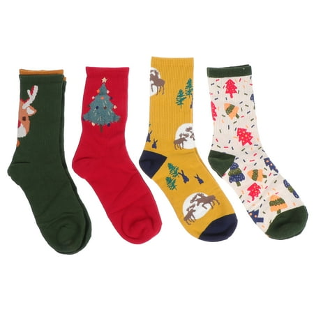 

NUOLUX 4 Pairs Adorable Autumn Cartoon Christmas Socks Winter Socks for Male Female