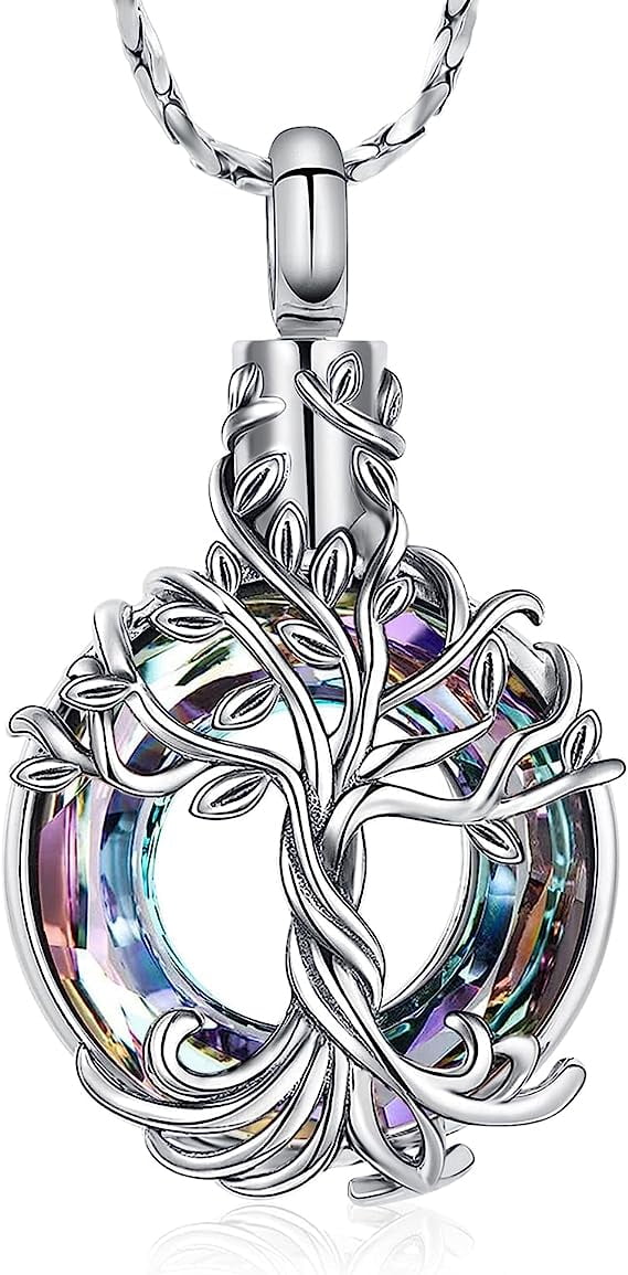 Cremation Jewelry Tree of Life Urn Necklace for Ashes with Circle