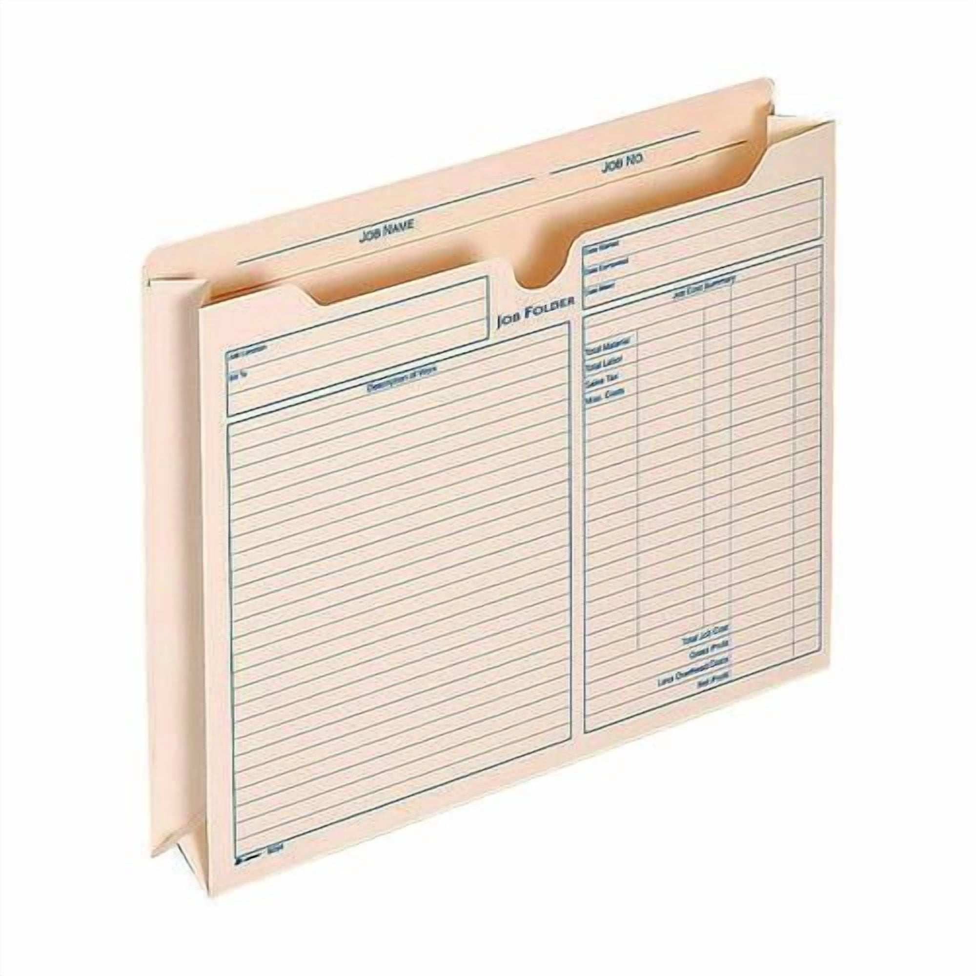 Pre-Printed Heavy-Duty Reinforced File Pocket, 2" Expansion, Letter Size, Manila, 15/Pack | Bundle of 5