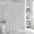 thumbnail image 6 of Gray Lines Shower Curtain, Waterproof Shower Curtains for Bathroom, Vintage Wave Stripes Texture Simple Washable Fabric Bathtub Curtain Set Bath Decor with 12 Hooks 48"x72", 6 of 8