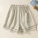 thumbnail image 5 of Pantalones cortos TEELYNN holgados con cintura elástica estilo bohemio para playa para mujer, pantalones cortos casuales de lino y algodón con encaje floral para verano 3XL, 5 of 5