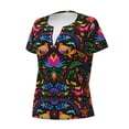 thumbnail image 5 of Honeii Mexican Flower Traditional1 Print Women's V-Neck T-Shirt,Short Sleeve V Neck Tees Tops for Women , Perfect for Work, Travel, and Everyday Wear, 5 of 7