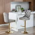 thumbnail image 2 of KISRAIS Swivel Bar Stools Set of 2, Velvet Counter Height Bar Stools for Kitchen Island, Adjustable Bar Chairs Barstools, Tufted Back, Metal Base, 2 of 8