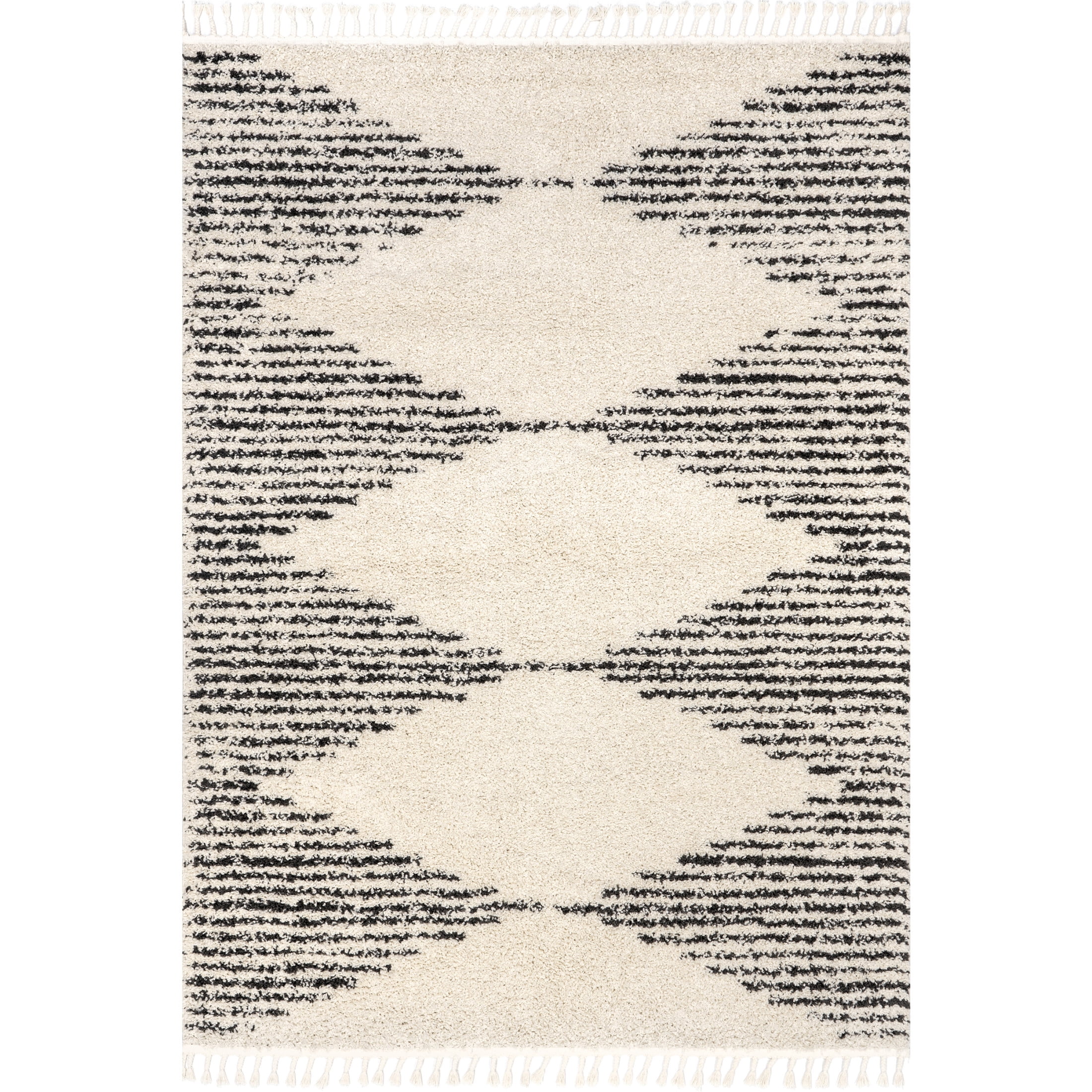nuLOOM Bria Moroccan Shag Tasseled Area Rug, 5' x 8', Oval, Bria Off-white
