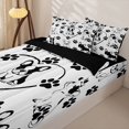 thumbnail image 3 of Manfei Line Art Puppy Zipper Full Size Comforter Sets with Fitted Sheet and 2 Pillowcases, Paw Footmark Zipper Bedding Set, Black White, Black Reversible, 4pcs, 3 of 7